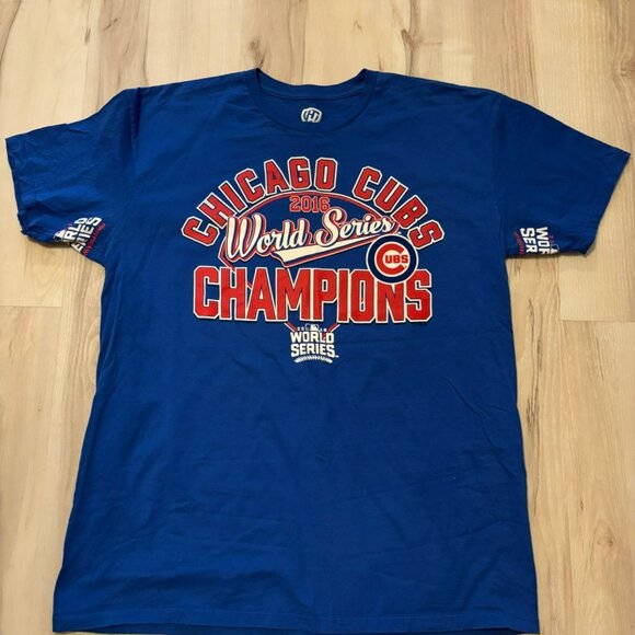 Chicago Cubs 2016 World Series Champions T-Shirt XL Hands High Blue Mens Tee - Picture 1 of 6